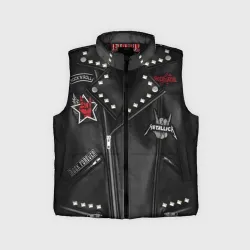 Детский жилет утепленный 3D Косуха с нашивками Metallica