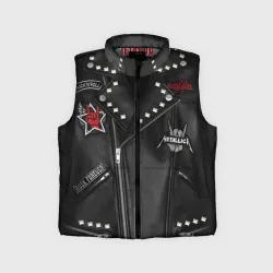Детский жилет утепленный 3D Косуха с нашивками Metallica