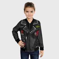 Детский бомбер 3D Косуха с нашивкой демона самурая киберпанк имитация кожанки - фото 2
