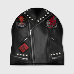Шапка 3D Косуха с нашивкой демона самурая киберпанк имитация кожанки