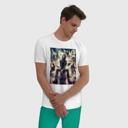 Мужская пижама с белой футболкой хлопок Rolling Stones - Mick Jagger - фото 2