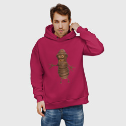 Мужское худи Oversize хлопок Сartoon worm character brown - фото 2