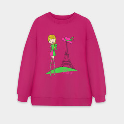 Женский свитшот oversize без начеса хлопок Прогулка по Парижу