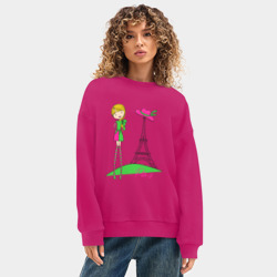 Женский свитшот oversize без начеса хлопок Прогулка по Парижу - фото 2