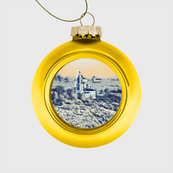 Ёлочный шар стеклянный/пластиковый Храм на фоне современного города