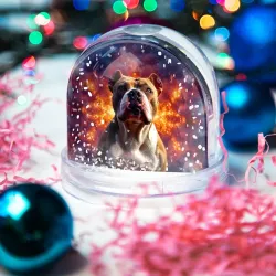 Игрушка Снежный шар Американский булль в космосе - фото 2
