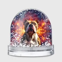 Игрушка Снежный шар Американский булль в космосе