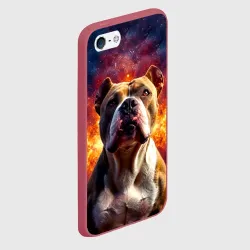 Чехол для iPhone 5/5S матовый Американский булль в космосе - фото 2
