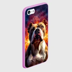Чехол для iPhone 5/5S матовый Американский булль в космосе - фото 2