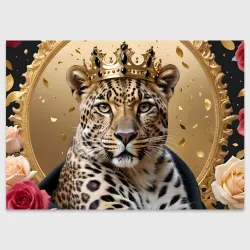 Поздравительная открытка Королевский леопард
