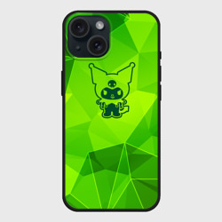 Чехол силиконовый для Apple iPhone 15 матовый Kuromi green poly