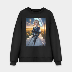 Мужской свитшот oversize без начеса хлопок Вайолет Эвергарден на поле