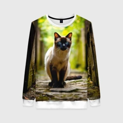 Женский свитшот 3D Сиамская кошка в деревне