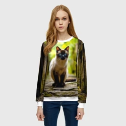 Женский свитшот 3D Сиамская кошка в деревне - фото 2