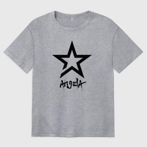 Женская футболка хлопок Oversize с принтом Анжела - звезда, вид спереди #2