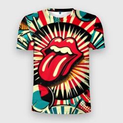 Мужская футболка 3D Slim Logo of the Rolling Stones - pop art