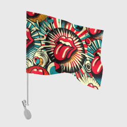 Флаг для автомобиля Logo of the Rolling Stones - pop art