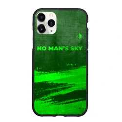 Чехол для iPhone 11 Pro Max матовый No Man's Sky - green gradient посередине