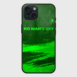 Чехол силиконовый для Apple iPhone 15 матовый No Man's Sky - green gradient посередине