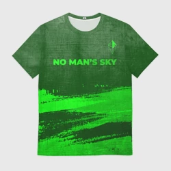 Мужская футболка 3D No Man's Sky - green gradient посередине