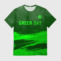 Мужская футболка 3D Green Day - green gradient посередине