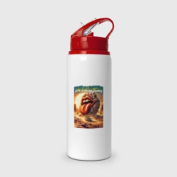 Бутылка для воды с трубочкой Rolling Stones - stylization of the logo