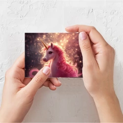 Поздравительная открытка Белая  пони  с розовой гривой - фото 2