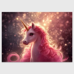 Поздравительная открытка Белая  пони  с розовой гривой