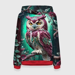 Женская толстовка 3D Волшебная сова в самоцветном лесу