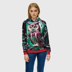 Женская толстовка 3D Волшебная сова в самоцветном лесу - фото 2