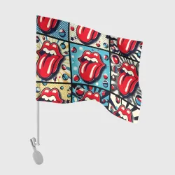 Флаг для автомобиля Rolling Stones logo - pop art