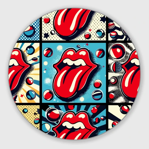 Круглый коврик для мышки Rolling Stones logo - pop art