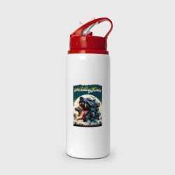 Бутылка для воды с трубочкой Волки Роллинг Стоунз - фантазия