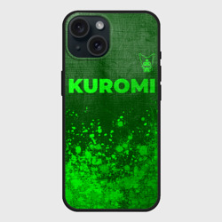 Чехол силиконовый для Apple iPhone 15 матовый Kuromi - green gradient посередине