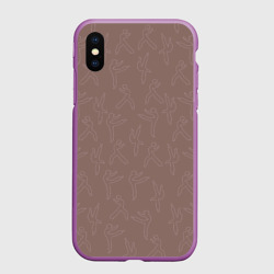 Чехол для iPhone XS Max матовый Коричневый паттерн с танцующей девушкой