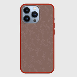 Чехол для iPhone 13 Pro Коричневый паттерн с танцующей девушкой