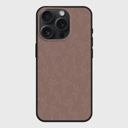 Чехол силиконовый для Apple iPhone 15 Pro матовый Коричневый паттерн с танцующей девушкой