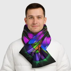 Шарф-пуховик 3D Неоновая психоделика лепестки - фото 2
