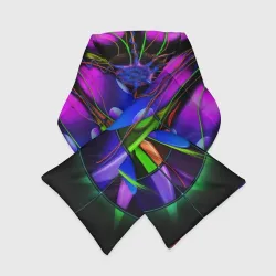 Шарф-пуховик 3D Неоновая психоделика лепестки