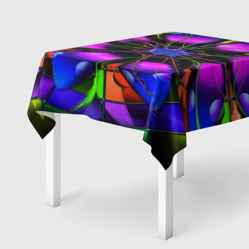 Скатерть 3D Неоновая психоделика лепестки