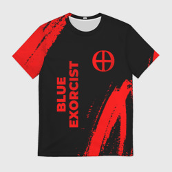 Мужская футболка 3D Blue Exorcist - red gradient вертикально