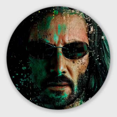 Круглый коврик для мышки Matrix - Keanu Reeves