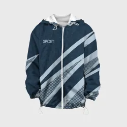 Детская куртка 3D Sport синий текстурный с полосами