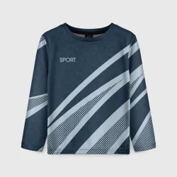 Детский лонгслив 3D Sport синий текстурный с полосами