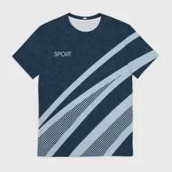 Мужская футболка 3D Sport синий текстурный с полосами