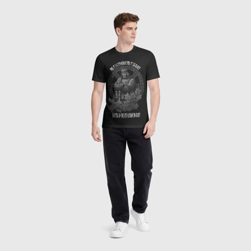 Мужская футболка 3D с принтом Нет страха нет боли - есть дух и сила воли, вид сбоку #3