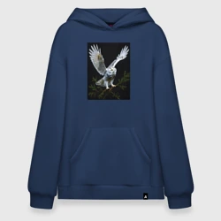 Худи SuperOversize хлопок Белая сова на дереве