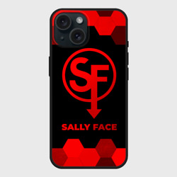 Чехол силиконовый для Apple iPhone 15 матовый Sally Face - red gradient