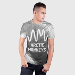 Мужская футболка 3D Slim Arctic Monkeys - grey gradient - фото 2