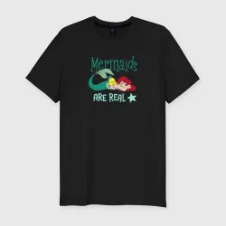 Мужская футболка хлопок Slim Mermaids are real